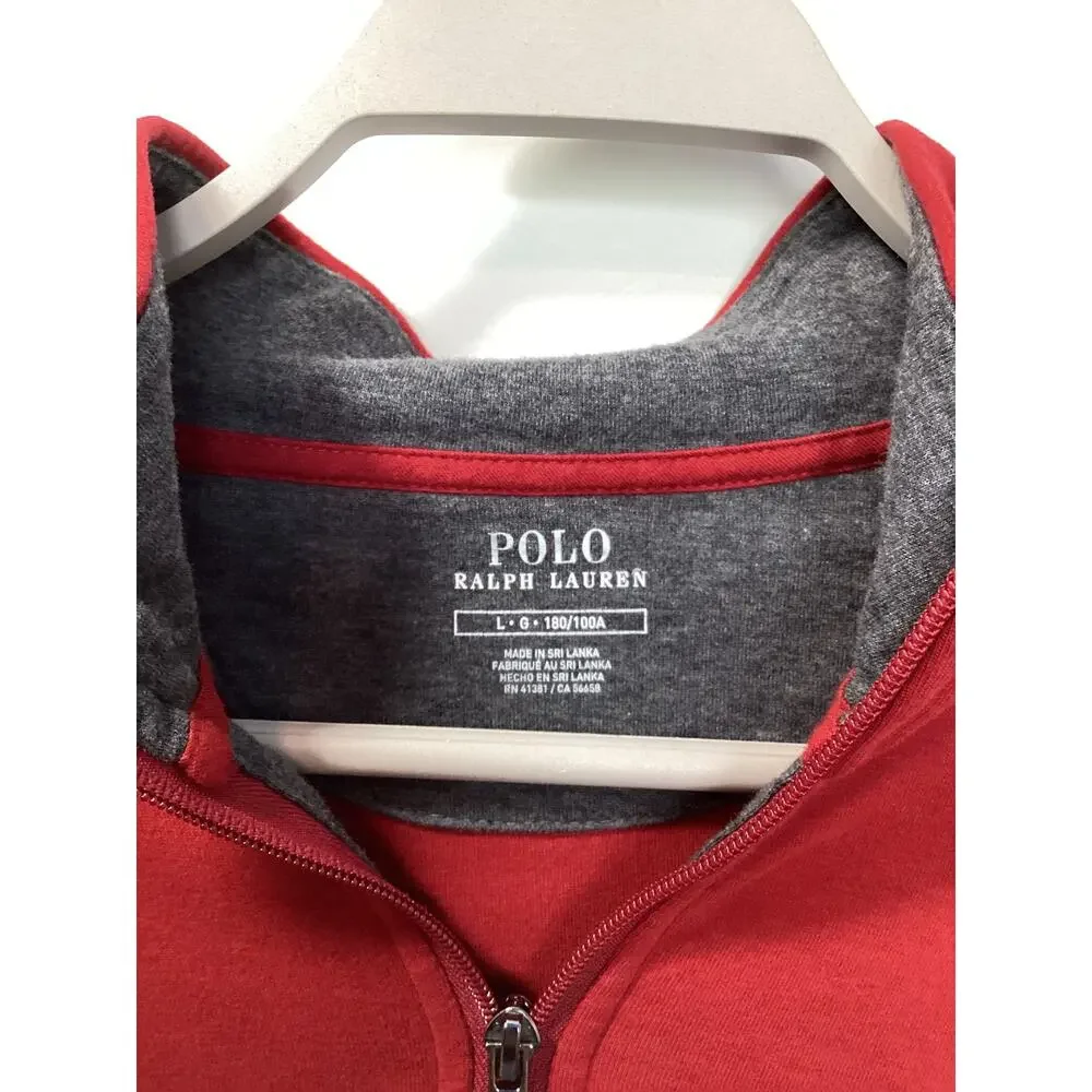 Polo Ralph Lauren Men's Luxury Jersey Quarter-Zip‎ Pullover Golf Red Size Large